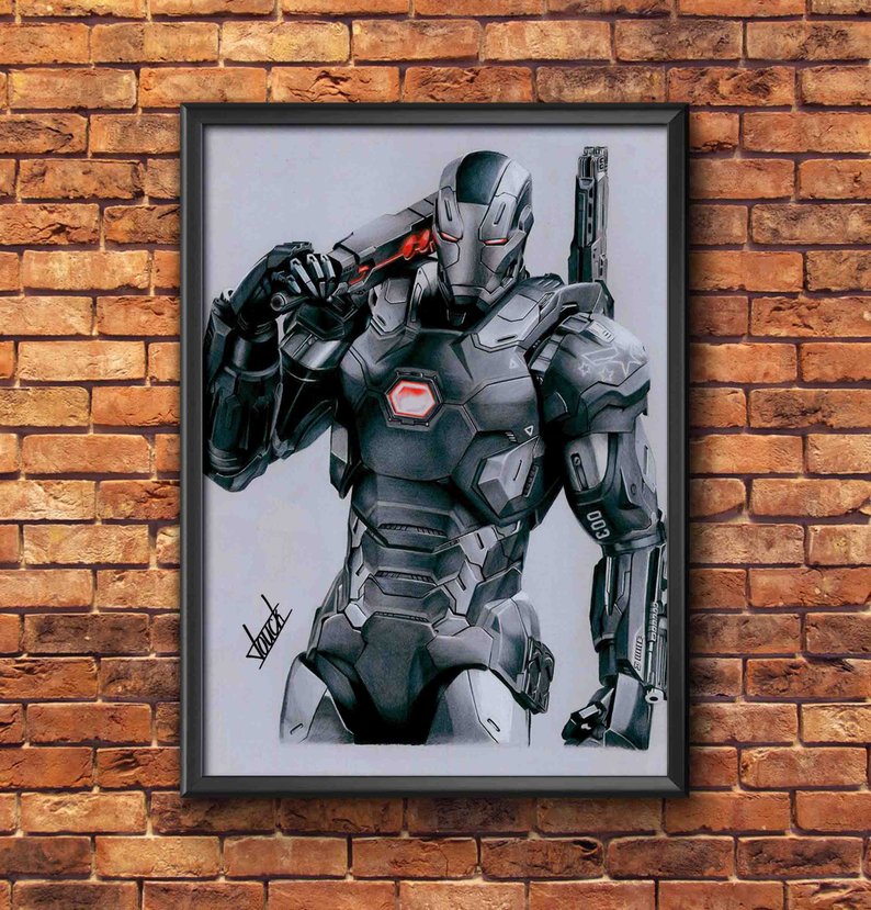 794x829 War Machine Original Art Colored Pencil Drawing Etsy - War Machine Drawing
