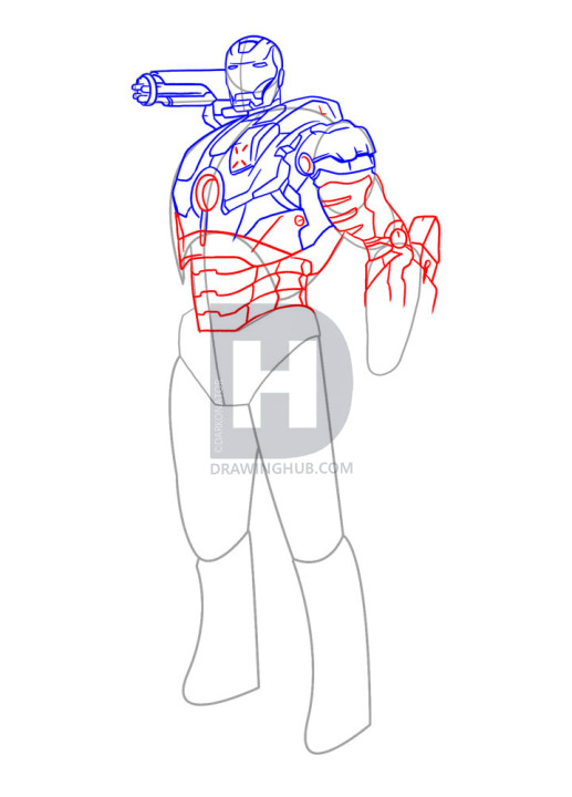 517x720 How To Draw War Machine, Step - War Machine Drawing