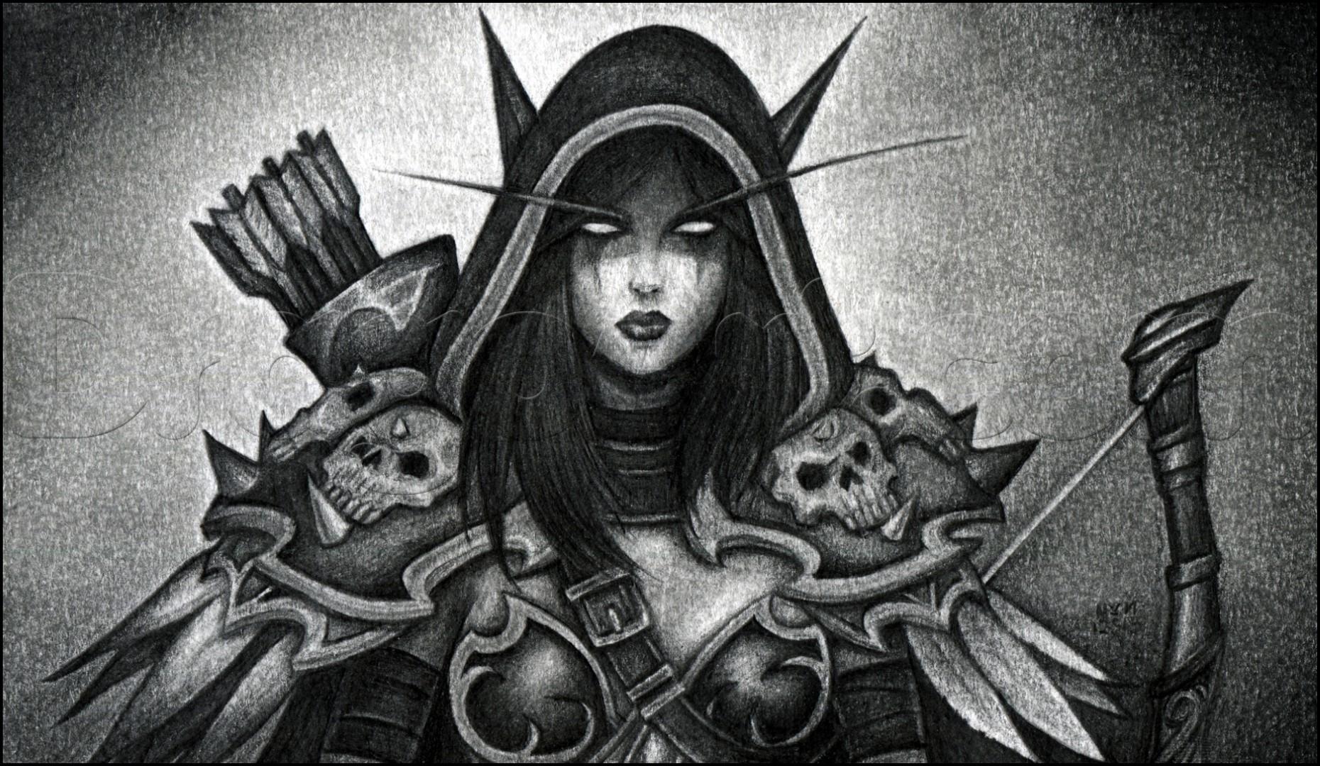 1860x1080 how to draw sylvanas windrunner from world of warcraft, step - Warcraft Drawing