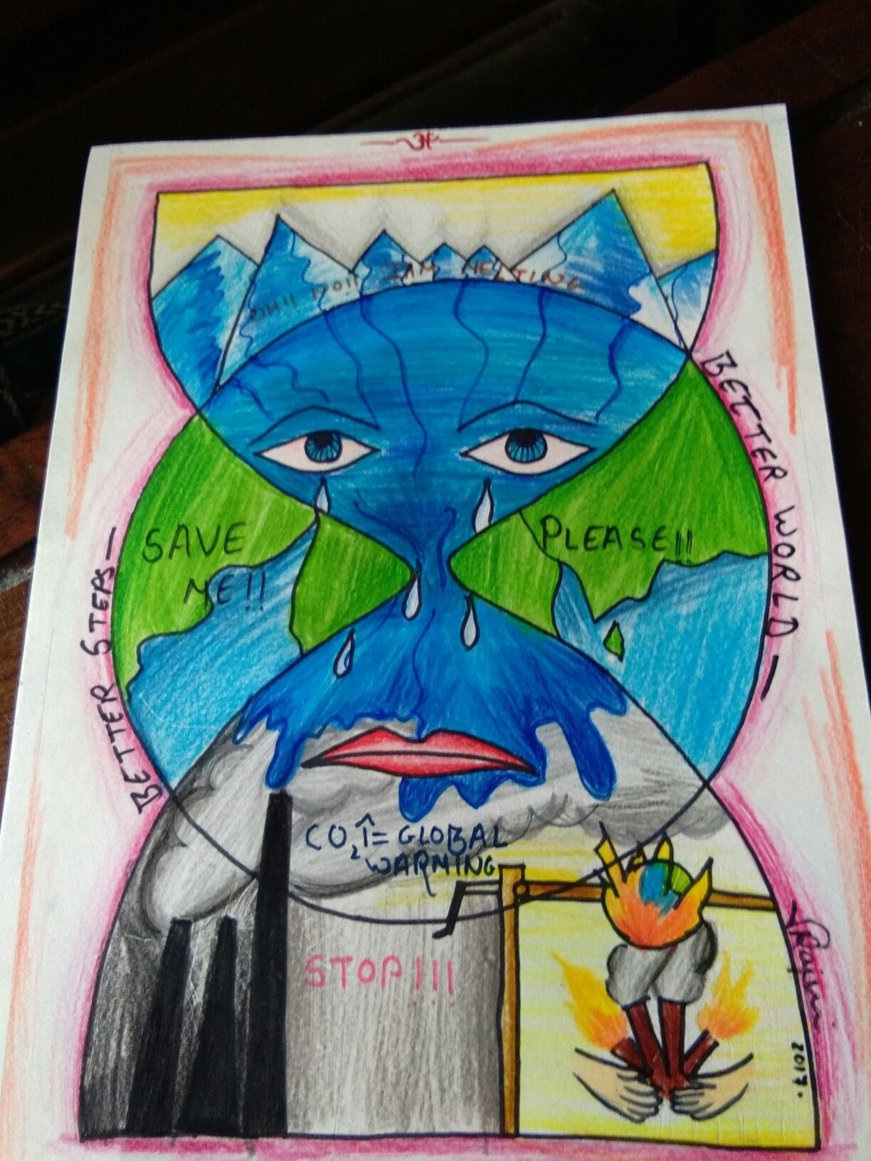 1224x1632 global warming posters in save earth posters, global - Warming Drawing