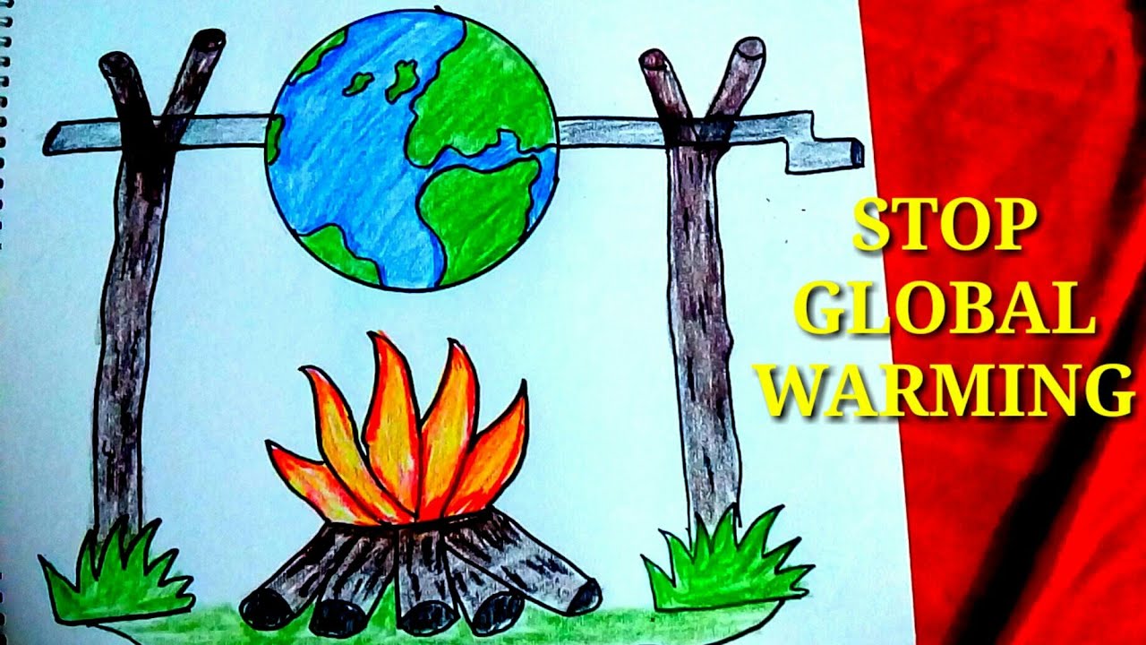 1280x720 How To Draw Stop Global Warming Save Earth - Warming Drawing