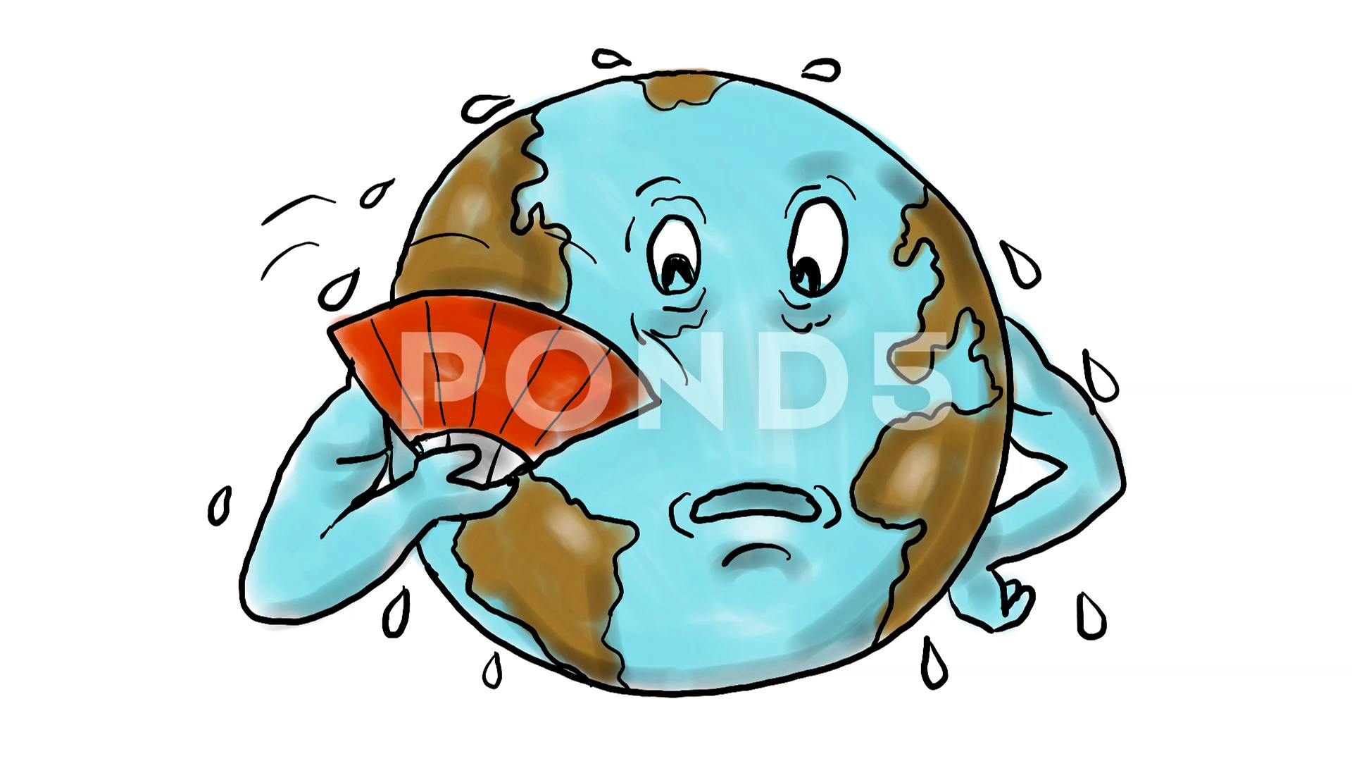 1920x1080 Earth Global Warming Drawing Animation Footage - Warming Drawing