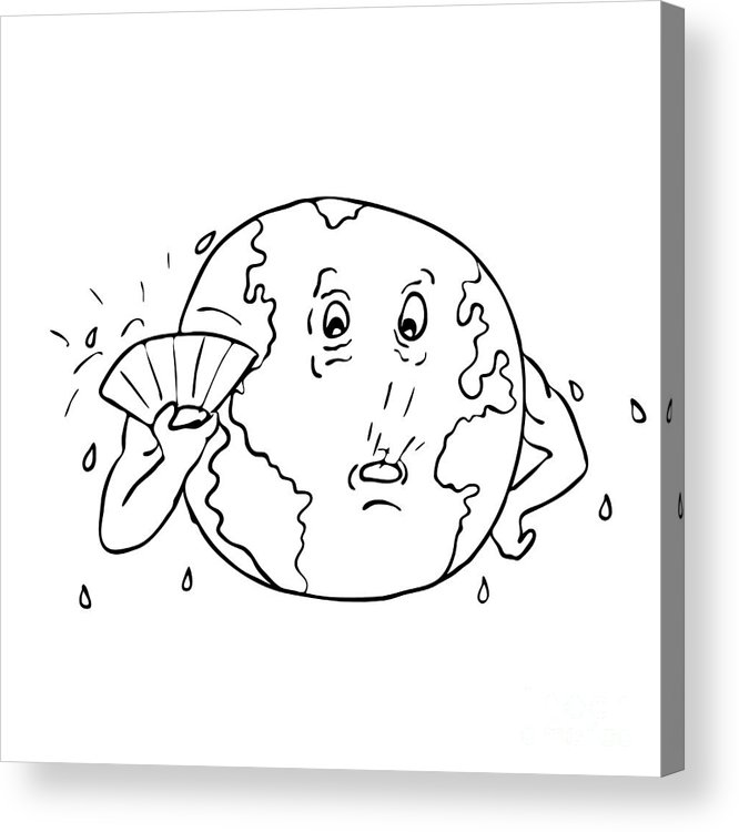 666x750 Earth Global Warming Drawing Black And White Acrylic Print - Warming Drawing