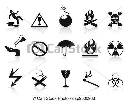 450x357 Isolated Black Warning Icons Set On White Background - Warning Drawing