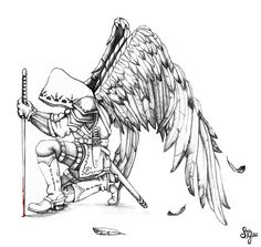 236x223 Angel Tattoos Warrior Steincil - Warrior Angel Drawing
