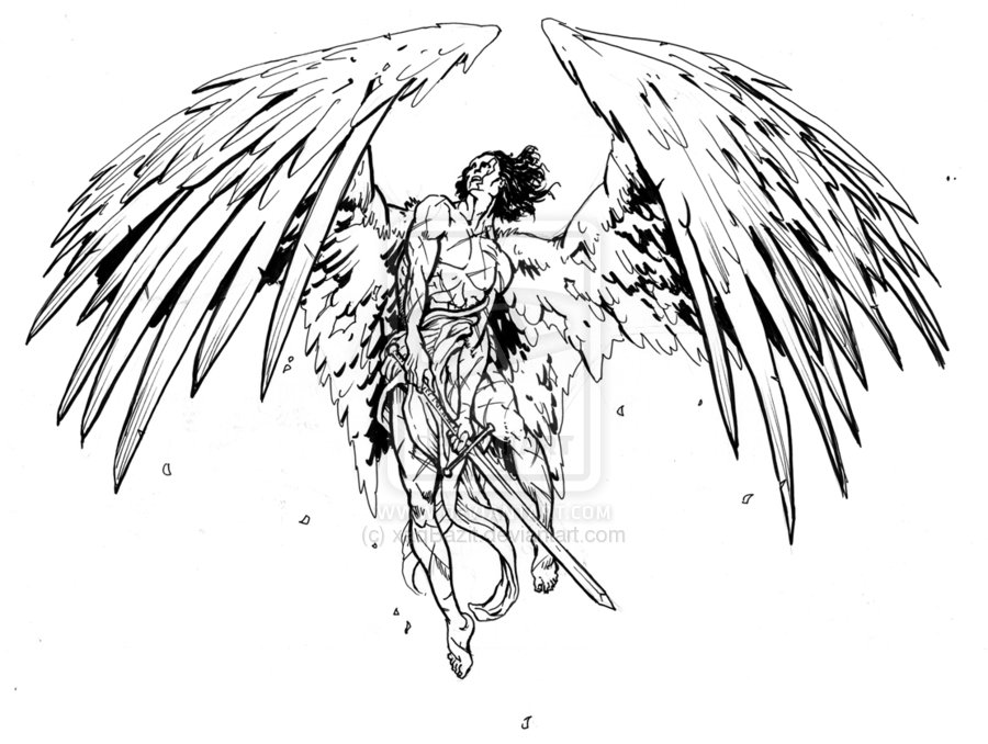 900x678 Angel Warrior Demon - Warrior Angel Drawing