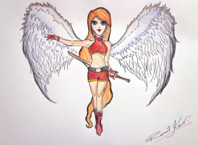 801x587 Asombroso Art Warrior Angel - Warrior Angel Drawing