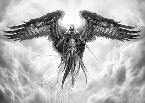 300x214 Framed Print - Warrior Angel Drawing