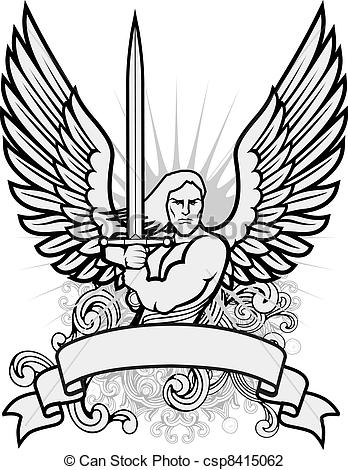 348x470 Vector Warrior Angel Illustration All Pieces Are Separated - Warrior Angel Drawing