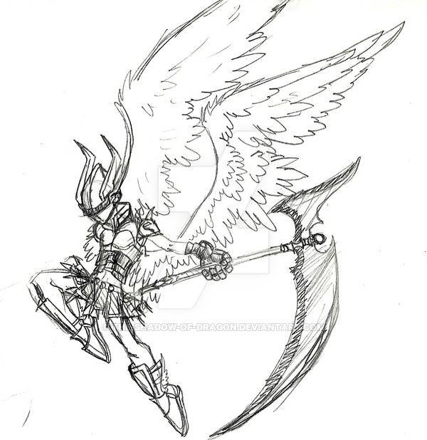 Sketch Angel Warrior - Warrior Angel Drawing. 