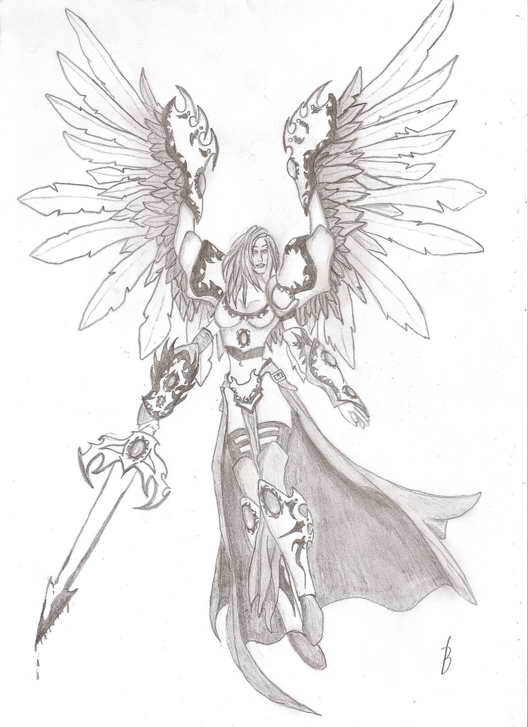 745x1024 Angel Drawing Armor For Free Download - Warrior Angel Drawing. 