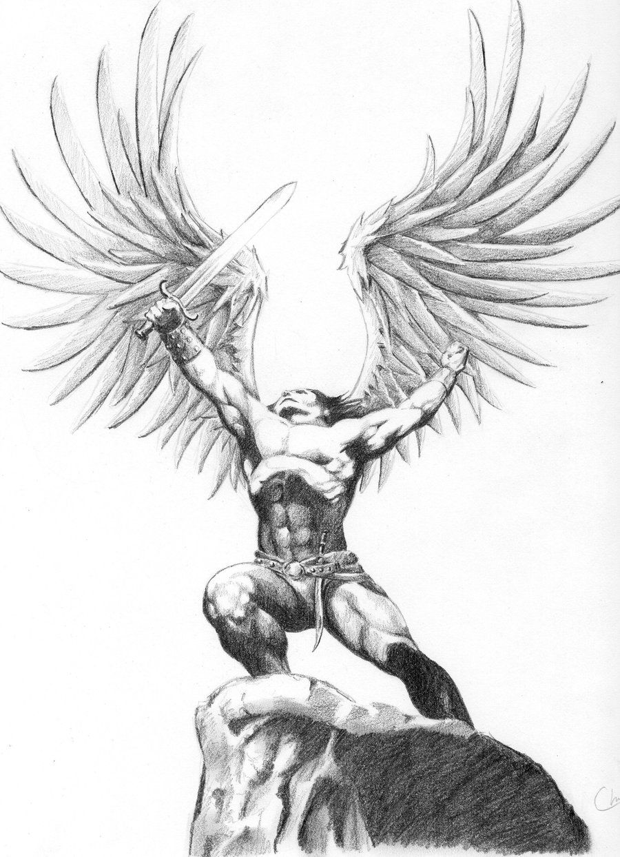 900x1244 Warrior Drawing Archangel For Free Download - Warrior Angel Drawing