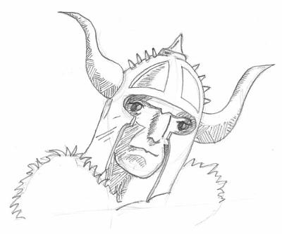 400x333 Drawing Of A Warriors Head - Warrior Drawing