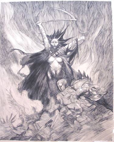 375x468 Lady Death Warrior Drawing - Warrior Drawing