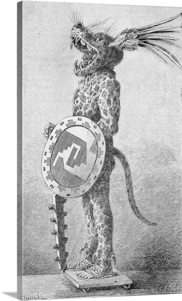 607x1000 Profile Drawing Of Aztec Warrior In Costume, From Montezuma's Army - Warrior Drawing