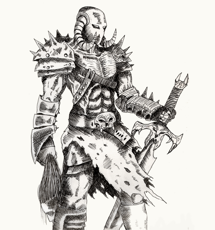 842x900 Warrior Drawing Demon For Free Download - Warrior Drawing