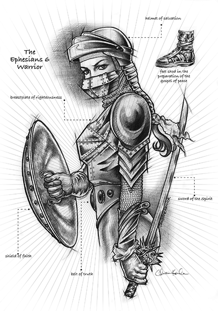 432x617 Warrior Woman Christine Kerrick Art - Warrior Drawing