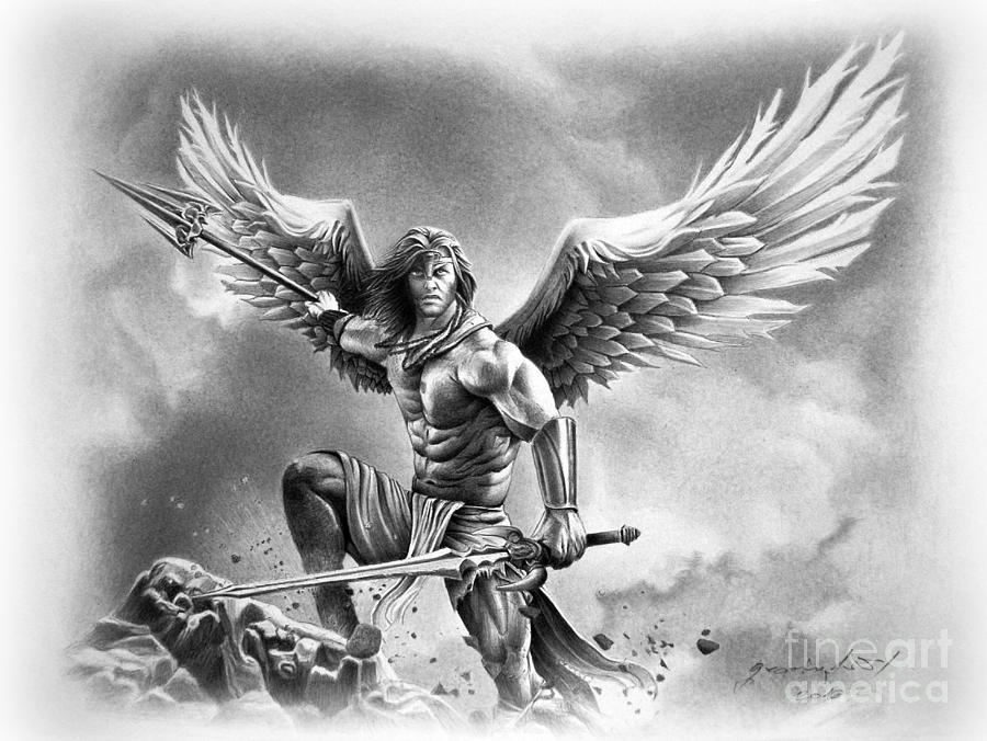 900x676 Angel Warrior Drawing - Warrior Drawing