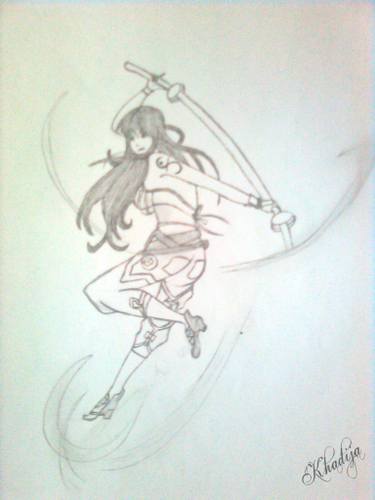 375x500 Warrior Girl Drawing - Warrior Girl Drawing