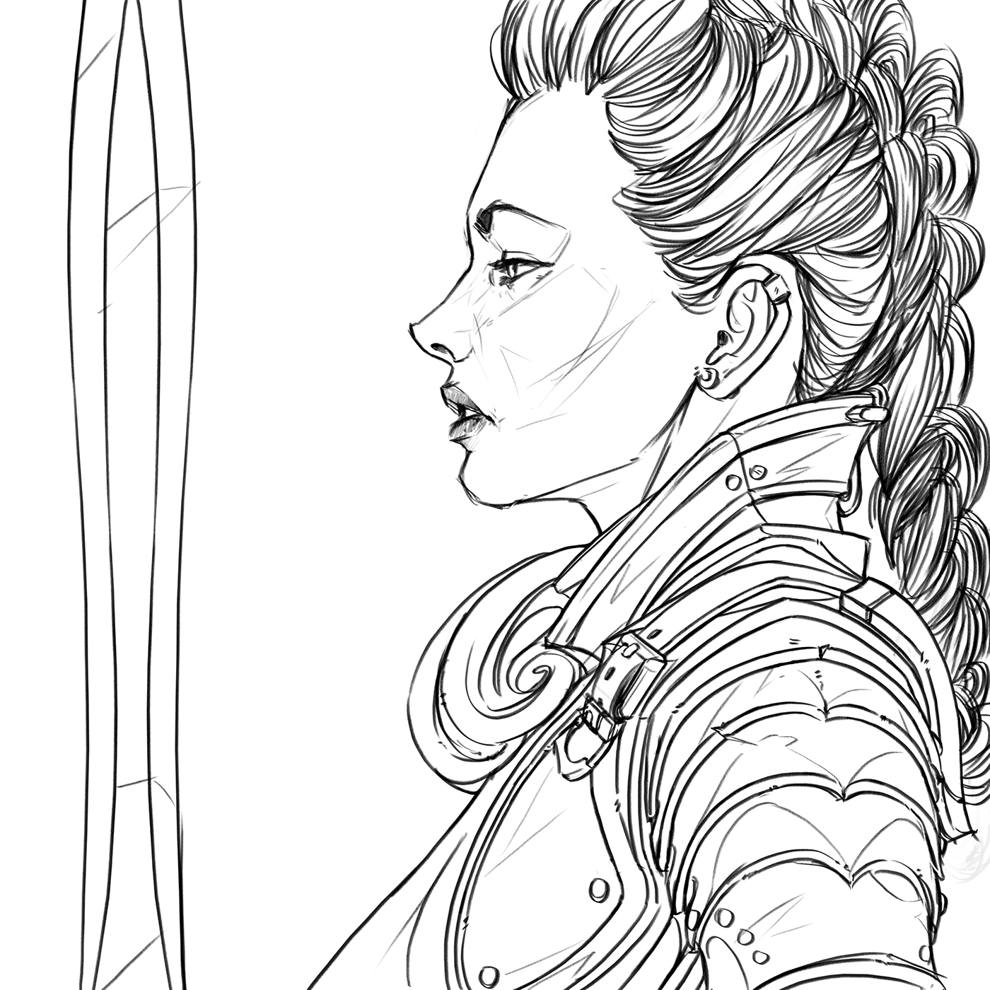 1400x1400 Warrior Girl On Behance - Warrior Girl Drawing