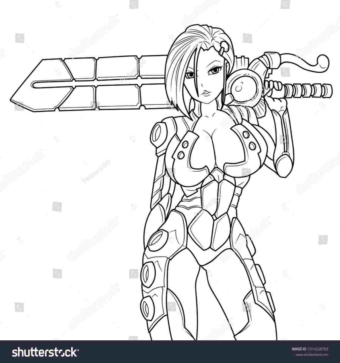 1185x1264 Sword Stock Illustration Rhshutterstockcom Posing Anime Warrior - Warrior Girl Drawing