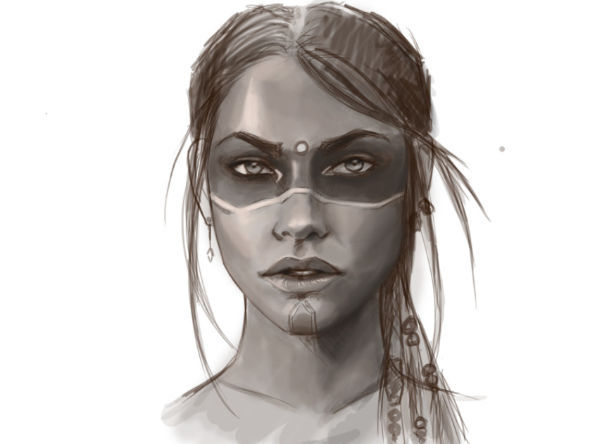 855x631 Artstation - Warrior Girl Drawing