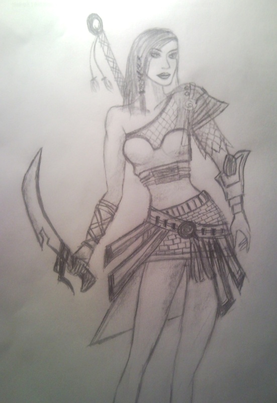 551x800 Day - Warrior Girl Drawing