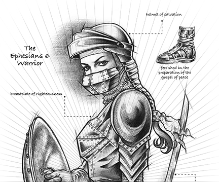 432x359 ephesians warrior woman' prints now available! christine kerrick art - Warrior Woman Drawing