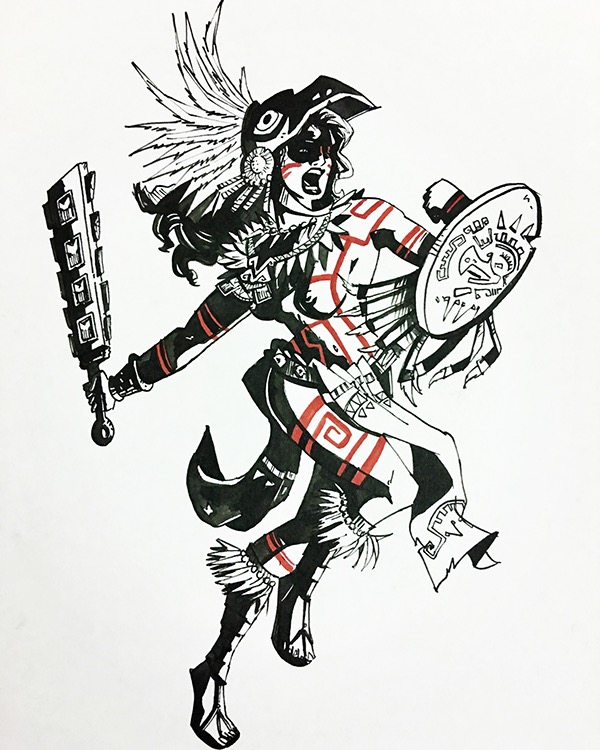 600x750 aztec warrior woman on wacom gallery - Warrior Woman Drawing
