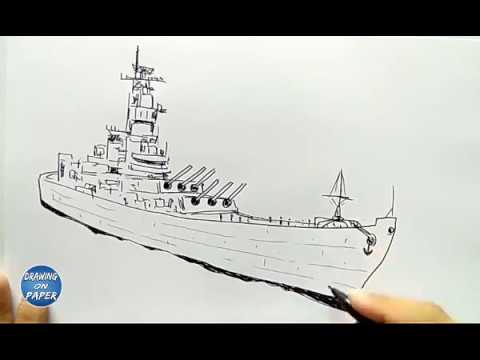 480x360 how to draw warship a cartoon for kids - Warship Drawing