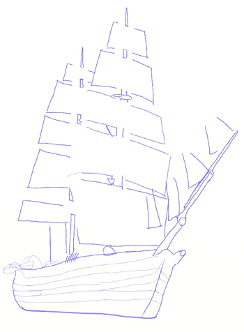 350x476 how to draw a sailing ship - Warship Drawing