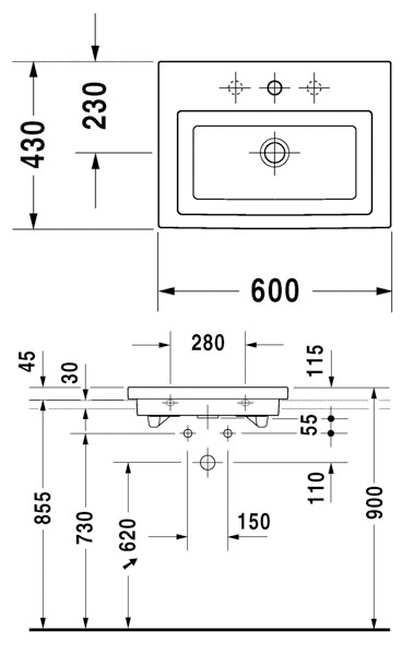 379x600  - Wash Basin Drawing