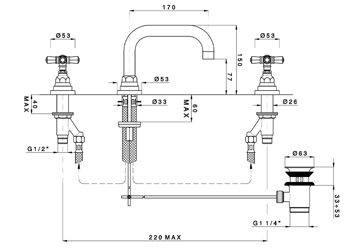 1150x800 wash basin mixer - Wash Basin Drawing