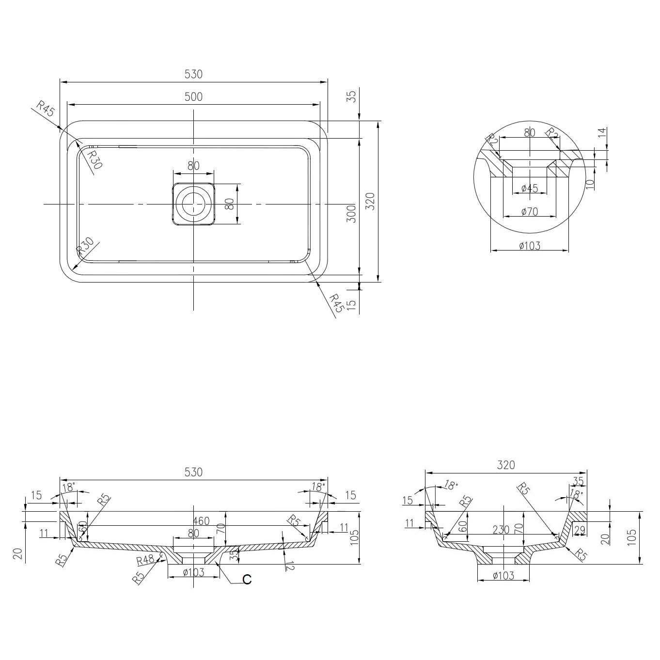 1362x1362 built in washbasin - Wash Basin Drawing