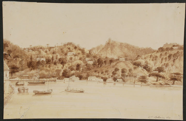 720x468 grenada original signed pencil and wash drawing of the carenage - Wash Drawing