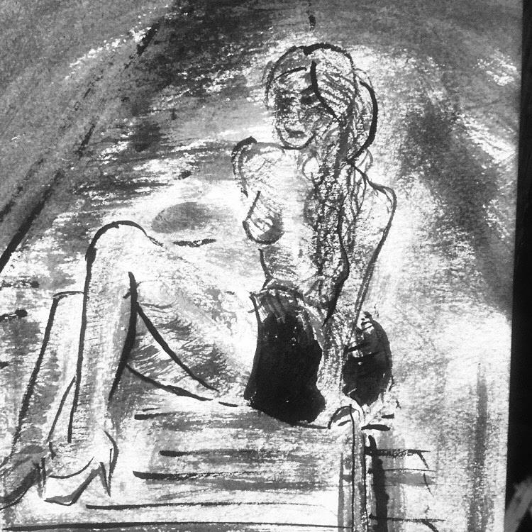 750x750 ink, line, and, wash, drawing, indian, ink, on, paper, female, form - Wash Drawing