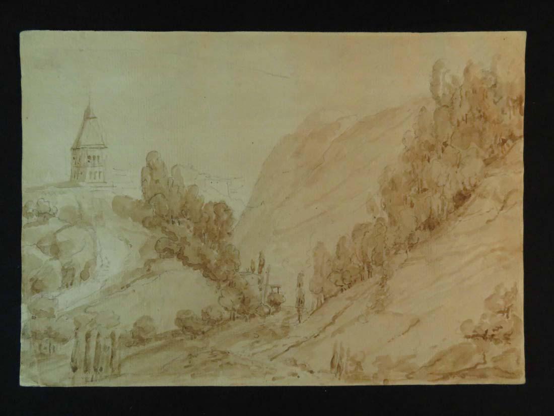 1100x825 c wash drawing italy landscape w buildings - Wash Drawing