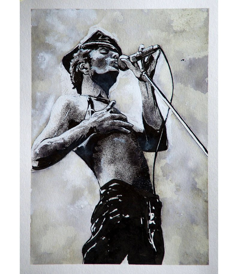 794x915 original ink wash drawing freddie mercury portrait etsy - Wash Drawing