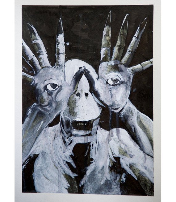 570x656 original ink wash drawing pale man portrait etsy - Wash Drawing