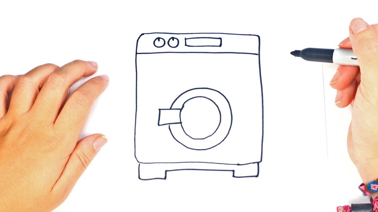 1280x720 How To Draw A Washing Machine Step - Washing Machine Drawing