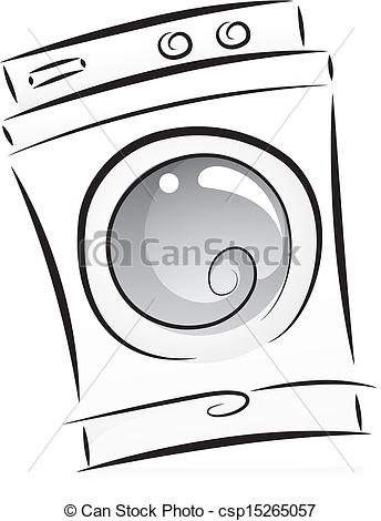 344x470 Illustration Of Washing Machine In Black And White - Washing Machine Drawing