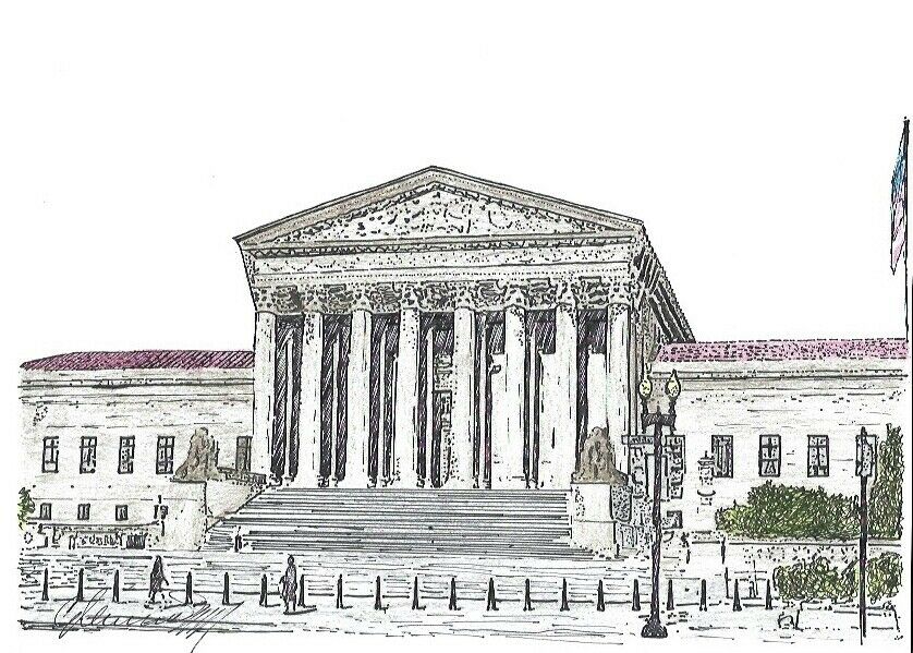 838x599 Supreme Court Of The United States Washington Dc Drawing Ebay - Washington Dc Drawing