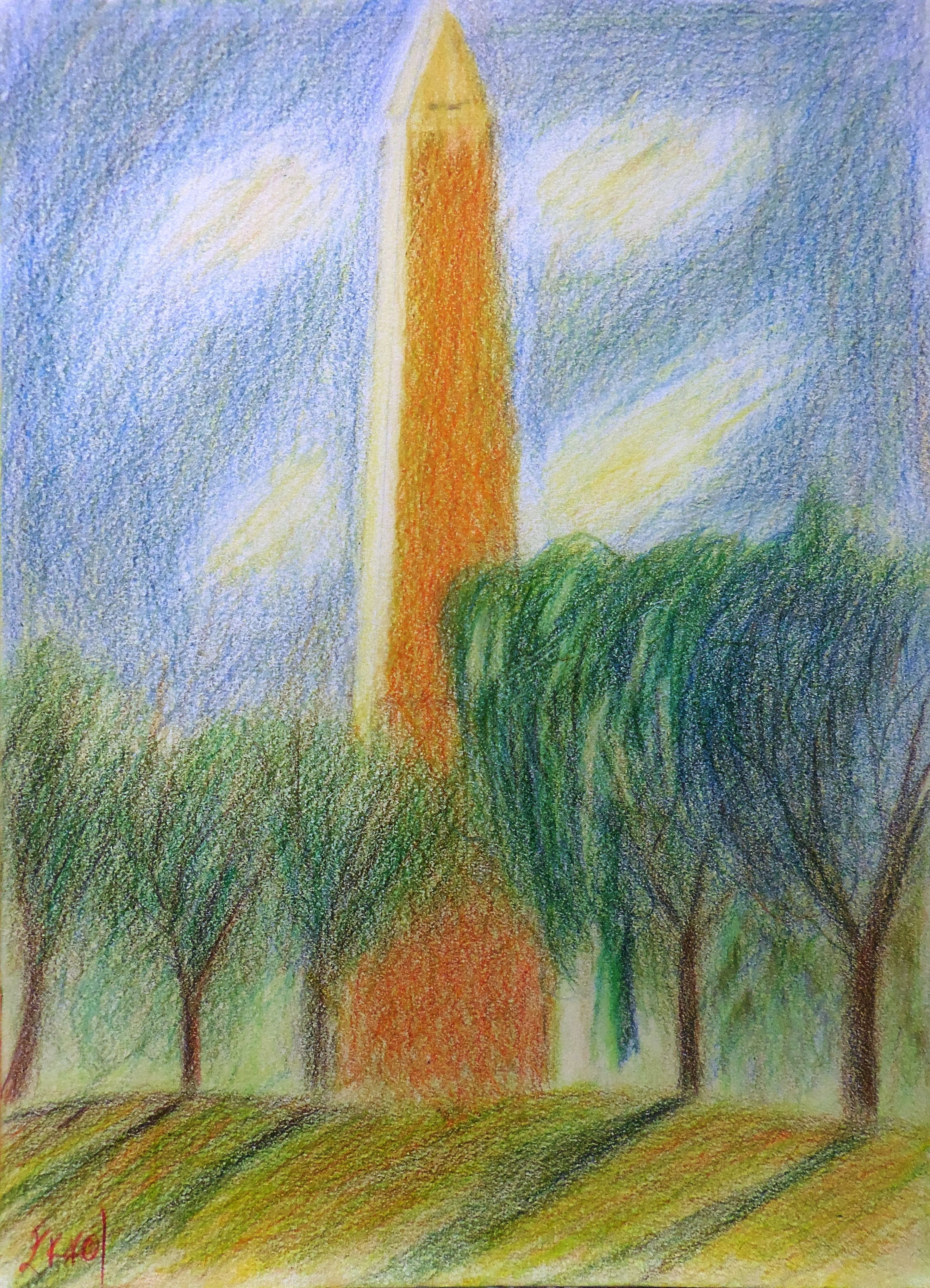 2939x4071 the washington monument faber castell polychromos coloured - Washington Monument Drawing