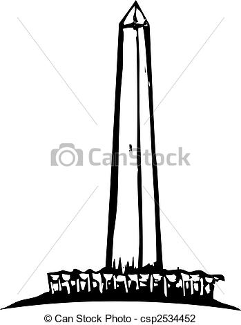 349x470 black and white woodcut style illustration of the washington monument - Washington Monument Drawing