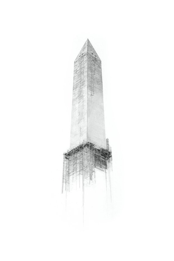 570x855 washington monument charcoal drawing print etsy - Washington Monument Drawing