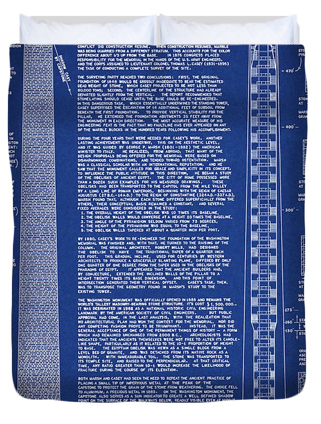 645x853 washington monument engineering drawing duvet cover for sale - Washington Monument Drawing