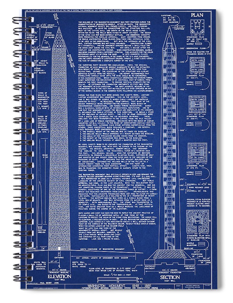 770x1000 washington monument engineering drawing spiral notebook for sale - Washington Monument Drawing