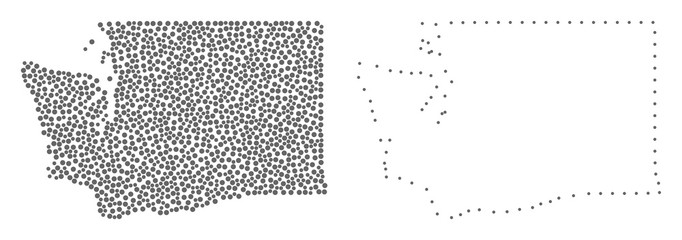 682x240 Dot And Contour Map Of Washington State Designed With Dots Vector - Washington State Drawing