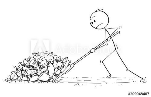 500x323 cartoon stick drawing conceptual illustration of man with snow - Waste Drawing