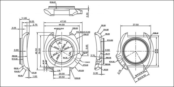 600x300 Watch Technical Drawing - Watch Design Drawing